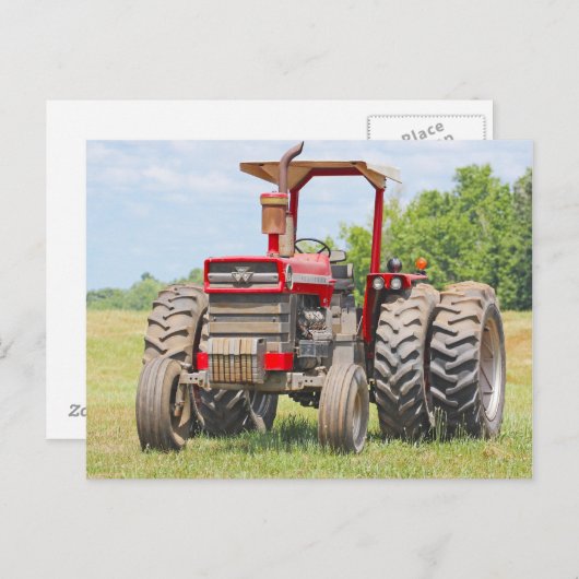 Oude dual-wieltrekker met een bladerdak briefkaart (Voorkant / Achterkant)