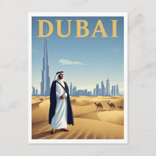 Oude Dubai Silhouet Reis Woestijn Briefkaart