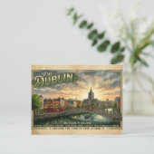 Oude Dublin Reisposter Briefkaart (Staand voorkant)
