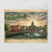 Oude Dublin Reisposter Briefkaart (Voorkant)