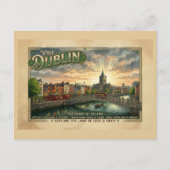 Oude Dublin Reisposter Briefkaart (Voorkant)