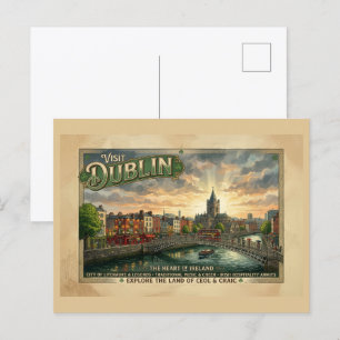 Oude Dublin Reisposter Briefkaart
