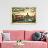 Oude Dublin Reisposter Canvas Afdruk (Insitu (Woonkamer))