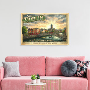 Oude Dublin Reisposter Canvas Afdruk