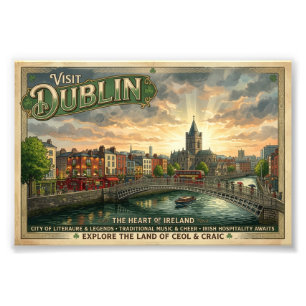 Oude Dublin Reisposter Foto Afdruk