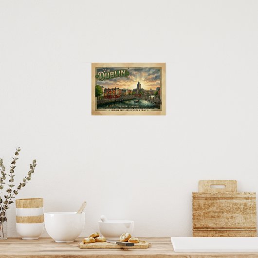 Oude Dublin Reisposter Poster (Keuken)