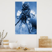oude duiker met brass helm blue kleur poster (Keuken)