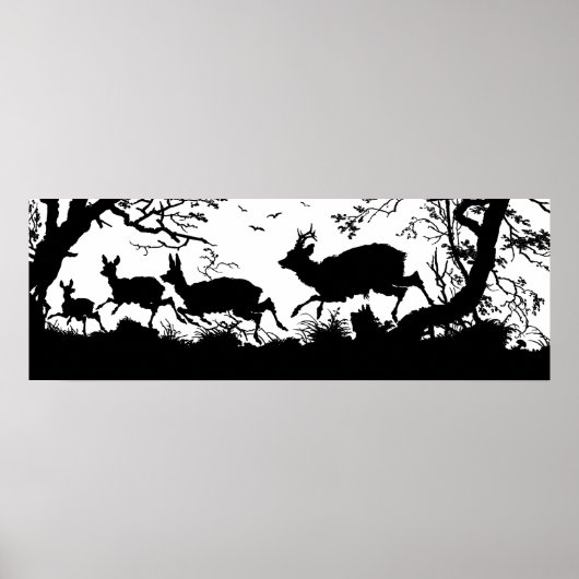 Oude Duitse gravering van Fleingdeer in Forest Poster (Voorkant)