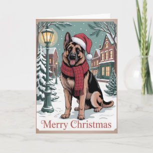 Oude Duitse herder Kerstmis Kaart
