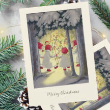 Oude Duitse kerstkaart engelen in bos
