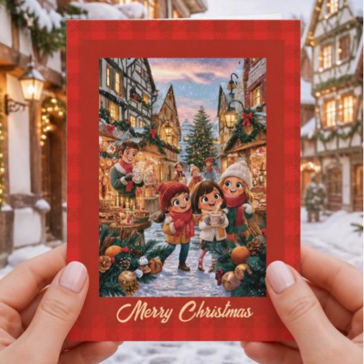 Oude Duitse Kerstmarkt Feestdagen Kaart