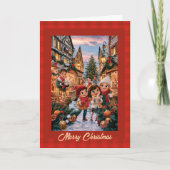 Oude Duitse Kerstmarkt Feestdagen Kaart (Voorkant)