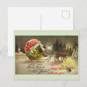 Oude Duitse Nieuwjaarselfen Paddenstoel Ansichtkaa Feestdagenkaart (Voorkant / Achterkant)