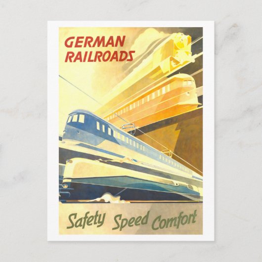 Oude Duitse Spoorwegen Reisposter Briefkaart (Voorkant)