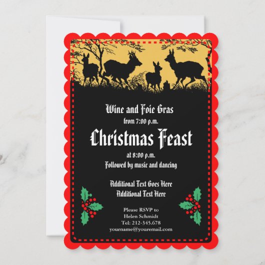 Oude Duitse Stijl Kerstmis Partij of Banket Kaart (Achterkant)