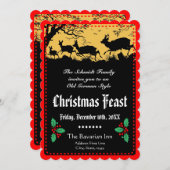 Oude Duitse Stijl Kerstmis Partij of Banket Kaart (Voorkant / Achterkant)