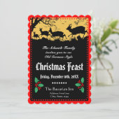 Oude Duitse Stijl Kerstmis Partij of Banket Kaart (Staand voorkant)