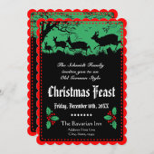 Oude Duitse Stijl Kerstmis Partij of Banket Kaart (Voorkant / Achterkant)