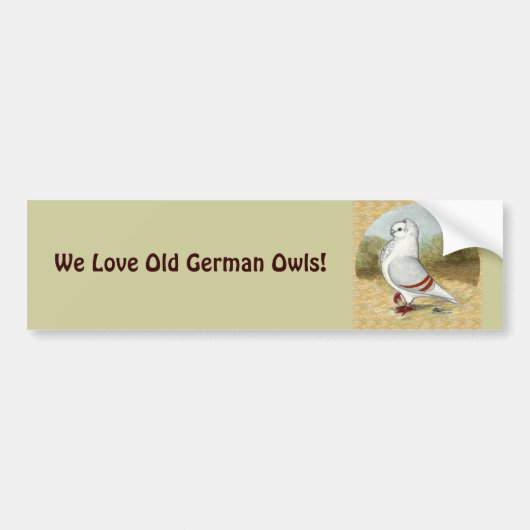 Oude Duitse uil duif in de ronde Bumpersticker (Voorkant)