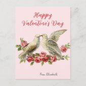 Oude Duiven Roze Valentijnsdag Kaart (Voorkant)