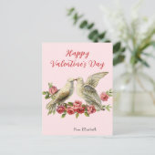 Oude Duiven Roze Valentijnsdag Kaart (Staand voorkant)