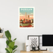 Oude Durham North Carolina Poster (Thuiskantoor)