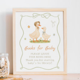 Oude dwaze gans baby shower boeken voor baby poster