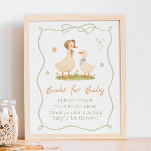 Oude dwaze gans baby shower boeken voor baby poster