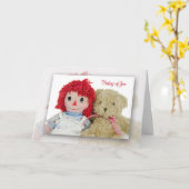 oude dweilpop en teddy berendenkend aan jou kaart (Gele Bloem)