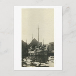 Oude echte foto Noorse bootbemanning ansichtkaart Briefkaart