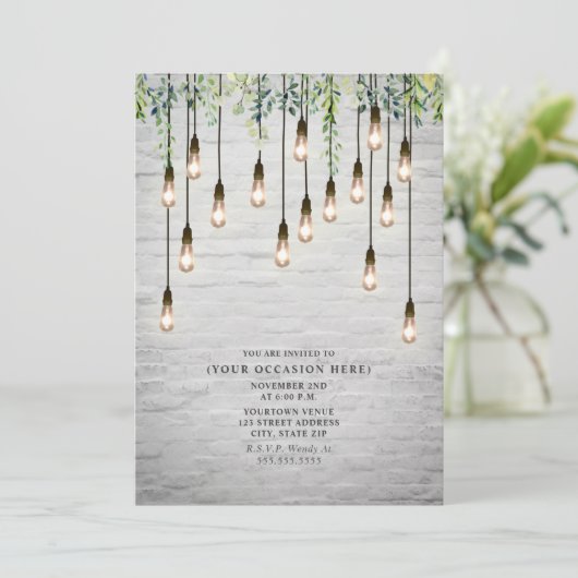 Oude Edison-verlichting Witte Bakstenen Botanisch  Kaart (Staand voorkant)