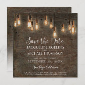 Oude Edison-verlichtingsbakstenen industriële opsl Save The Date (Voorkant / Achterkant)