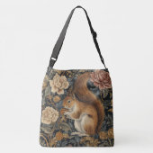 Oude eekhoorn en bloemenpatroon crossbody tas (Achterkant)
