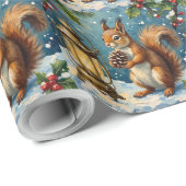 Oude eekhoorn met kerstlantern winter cadeaupapier (Rol Hoek)