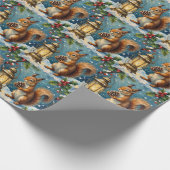 Oude eekhoorn met kerstlantern winter cadeaupapier (Hoek)
