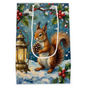Oude eekhoorn met kerstlantern winter medium cadeauzakje (Achterkant)