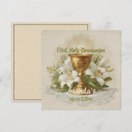Oude Eerste Heilige Communie Kelk Witte Lelies Kaart