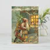 Oude Eerste Kerstman in sneeuw met cadeaus Feestdagenkaart (Staand voorkant)