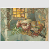 Oude Eerste Kerstman in sneeuw met cadeaus Tissuepapier (Voorkant)