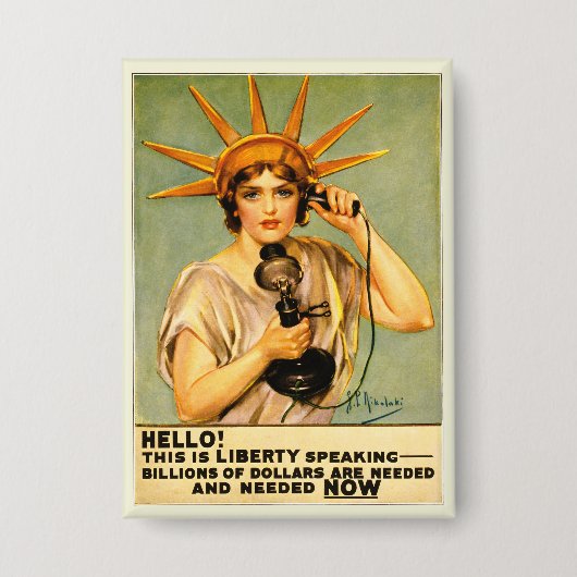 Oude Eerste Wereldoorlog Hello This Is Liberty Spe Button (Voorkant)