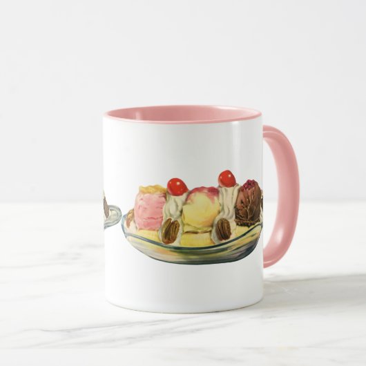 Oude Eetwaren Desserts, Banaan Split Kersen Mok (Voorkant rechts)