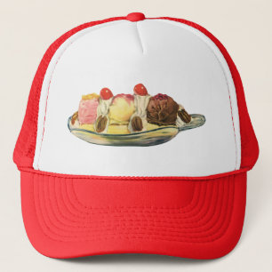 Oude eetwaren desserts, Bananasplit Kersen Trucker Pet