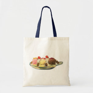 Oude eetwaren toetjes, Bananasplit Kersen Tote Bag