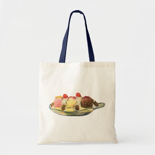 Oude eetwaren toetjes, Bananasplit Kersen Tote Bag (Voorkant)