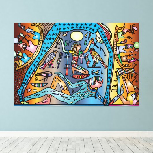Oude Egypte Art God Geb steunt Nut in de hemel Canvas Afdruk (Insitu (Houten vloer))