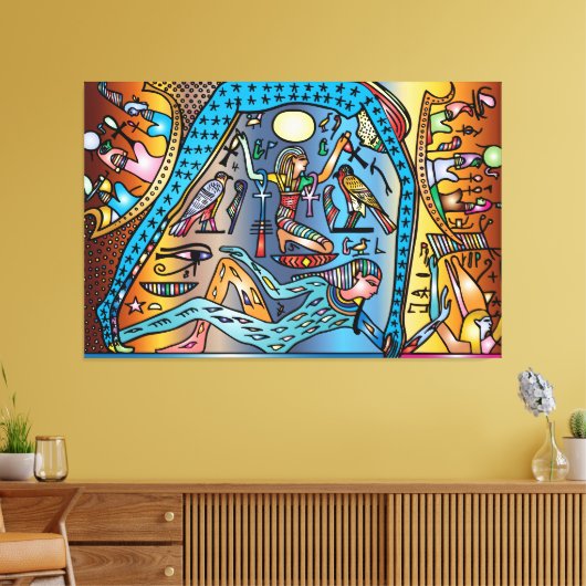 Oude Egypte Art God Geb steunt Nut in de hemel Canvas Afdruk (Insitu (Woonkamer))