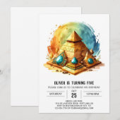 Oude Egypte bewerkbare elegante piramides Verjaard Kaart (Voorkant / Achterkant)