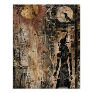 Oude Egypte Farao Zegen van de maan God Perfect Poster