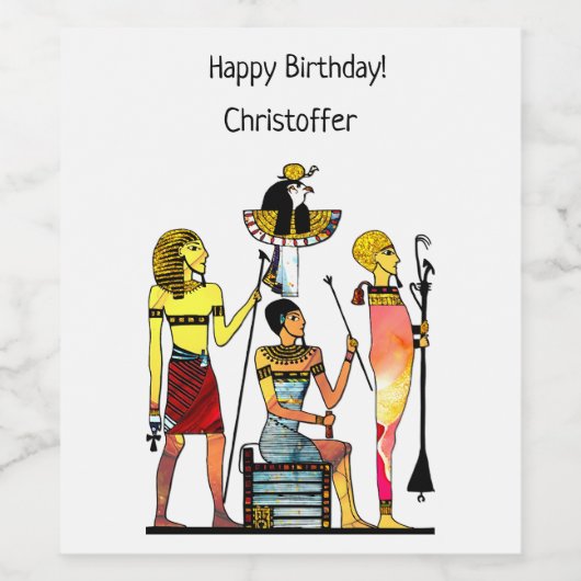 Oude Egypte Farao's Weelderige versiering Wijn Etiket (Enkel label)