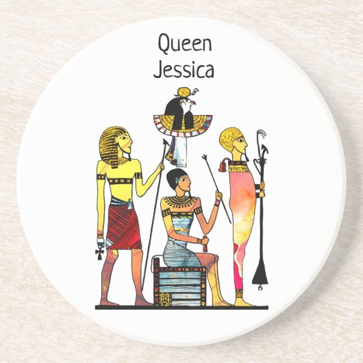 Oude Egypte Farao's Weelderige versiering Zandsteen Onderzetter (Voorkant)